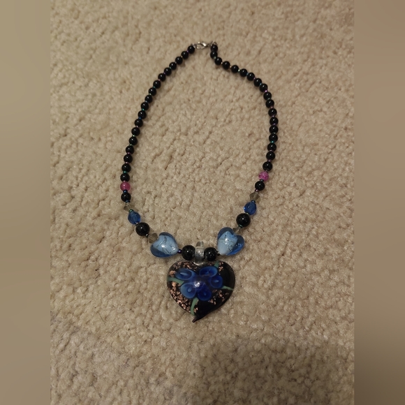Blue floral necklace - Picture 4 of 4